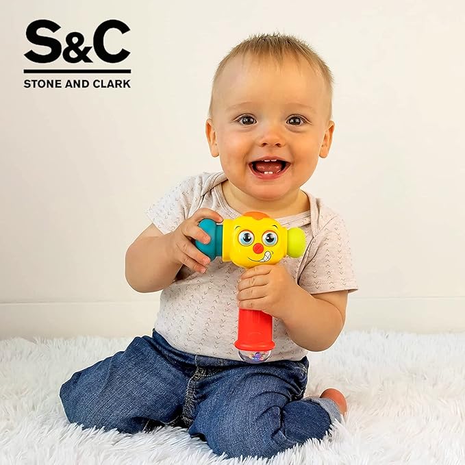 Toy Hammer w/Lights, Learning Mode and Music Mode – Baby Hammer Toy Plays 6 Short Kids' Songs, Counts 1-10 w/Baby, Changes Funny Expressions and Lights Up – for Kids 12 Months and Older