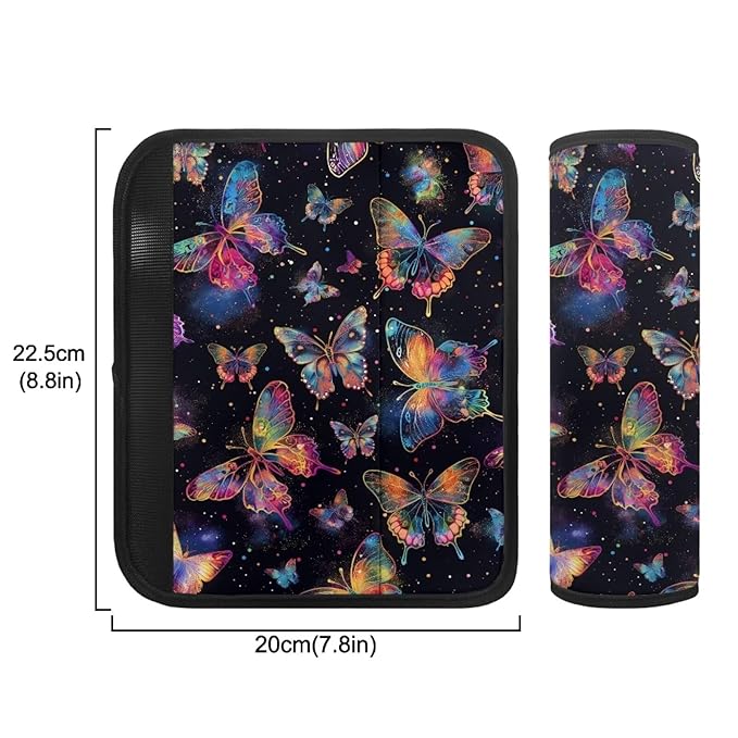 Biyejit Colorful Butterfly Car Seat Strap Covers for Kids Baby, Anti-Slip Soft Car Seat Strap for All Car Seats, Stroller, Pushcar, Backpack Shoulder Pads