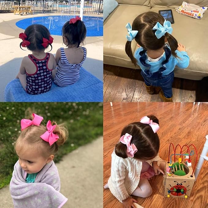 Oaoleer 30 Colors Grosgrain Ribbon Hair Accessories - 3 Inch Bows, Clips, Barrettes, and Alligator Clips for Girls, Toddlers, Kids, and Teens