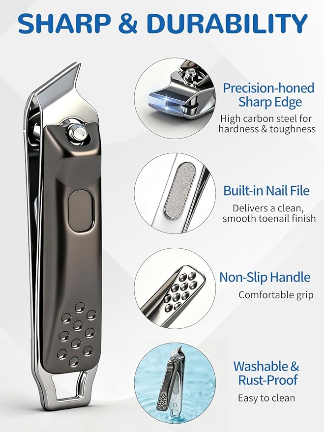 ONEDONE Electric Nail Clipper - 3-in-1 Rechargeable Baby Nail Trimmer Electric Nail File with Dual Blades 3 Speeds Fingernail Grinder Safe for Baby Women Seniors w/Ingrown Toenail Clippers
