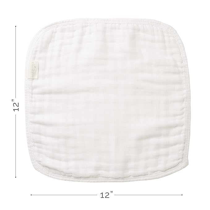 Natemia Muslin Baby Washcloths for Newborn - Premium Wash Cloths for Babies, Super Absorbent and Ultra Soft Rayon Made from Bamboo, 6 Layer Baby Girl and Baby Boy Washcloths, 5 Piece Set