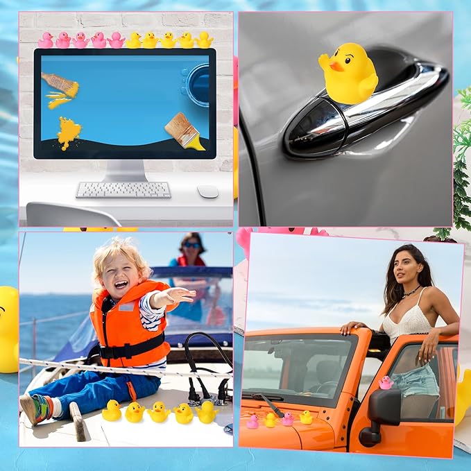 50 Pcs Rubber Ducks for Jeeps Shrugging Mini Ducks in Bulk Small Funny Rubber Duck Float Squeaky Toys for Baby Shower Birthday Gifts Party Favors