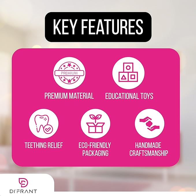 DI'FRANT® Newborn Baby Gift Box | Baby Essentials Educational Teething Toy & Soothing Crochet Rattle Set |Baby Boy Stuff Bamboo & Cotton | Perfect Baby Toy Full Moon Eco-Friendly (Light Pink Rabbit)