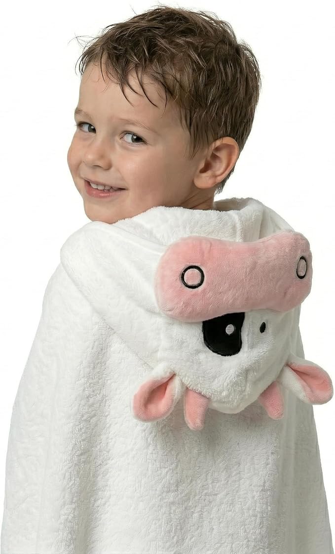 POCASOPA Hooded Towel with Cute Cow Vaquita Design - Rayon Made from Bamboo - Premium Baby Gift - Ultra Soft, Absorbent & Hypoallergenic - Large 35x35” Organic Towel for Newborns, Toddlers & Kids