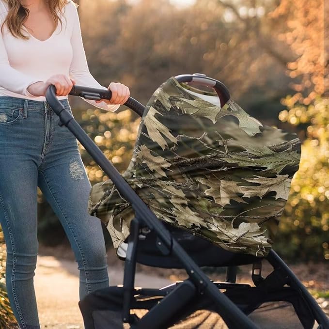 Coldinair Jungle Dead Leaf Baby Car Seat Covers for Boys or Girls,Multi-use Cover,Baby Carseat Canopy,Nursing Cover for Breastfeeding