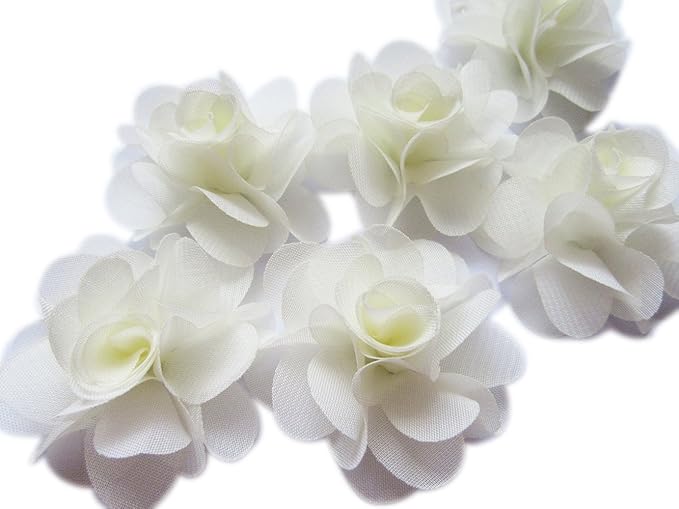 YYCRAFT Pack of 30 Chiffon Flower 1.5" Hair Flower Headband-Ivory
