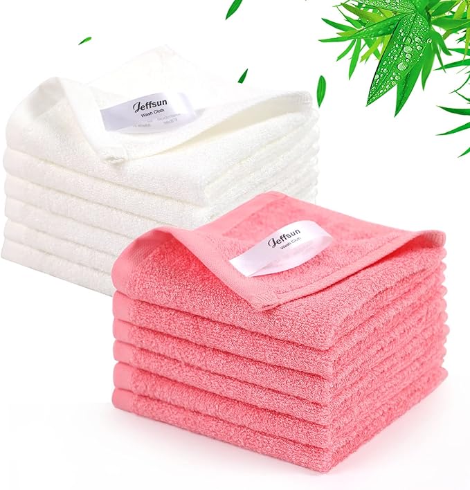 Baby Washcloths 12 Pack, 10x10 inch Heavenly Soft Wash Cloth for Face and Body, Gentle & Safe Pink Face Towel on Sensitive Skin, Baby Essentials Bath Shower Gifts for Girl Infant Kid Toddler Children