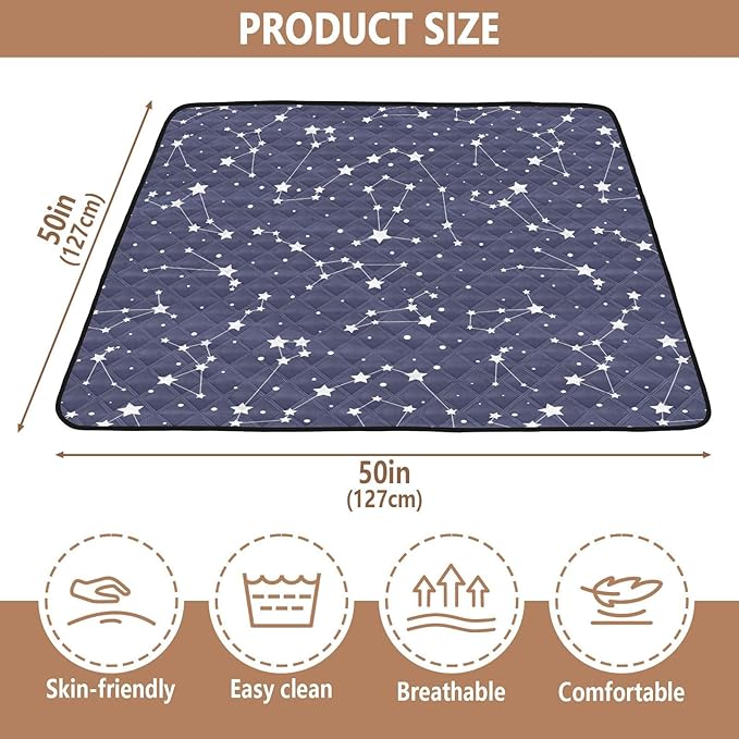 Baby Play Mat Blue Star Universe Galaxy 50 x 50 Playpen Mat Baby Play Mats for Floor Play Gym Crawling Mat Non-Slip Cushioned Baby Playmat for Infants, Babies, Toddlers