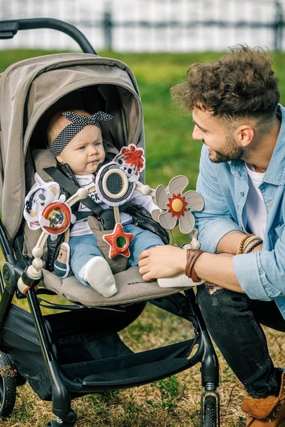 Tiny Love Sunny Stroll Activity Arch with Rattles, 0m+, Adjustable Clips Suitable for Most Prams or Strollers, Tiny Rockers