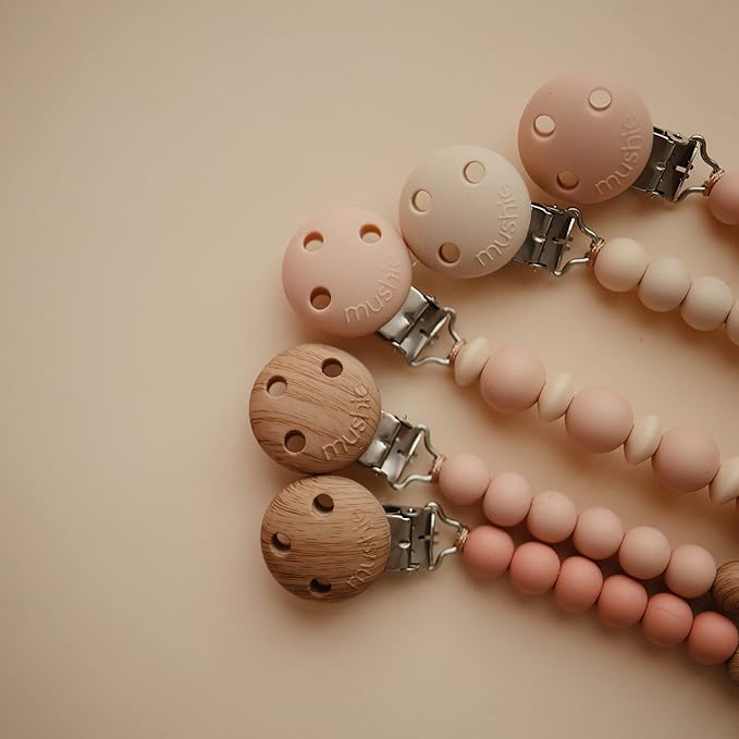 mushie 100% Silicone Baby Pacifier Clip BPA Free | Luna (Blush)