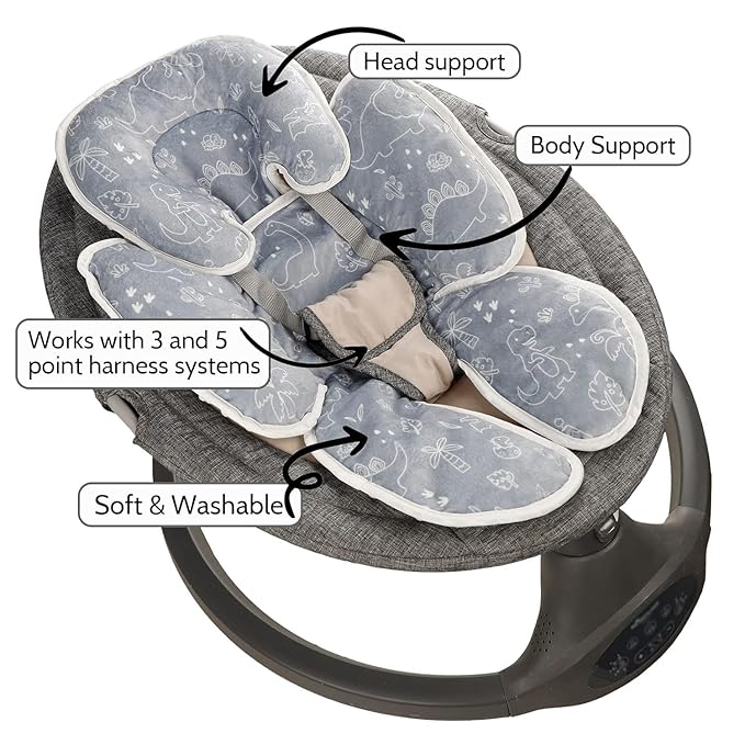 DILIMI Baby Car Seat Head and Body Support, 2-in-1 Infant Car Seat Insert, Soft Cushion for Car Seat, Stroller, Bouncers, Dinosaur