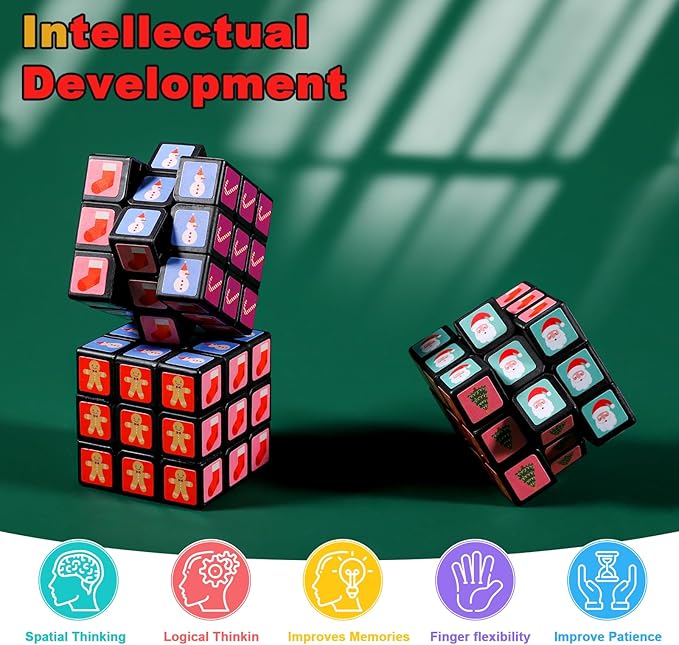 48 Pcs Mini Cubes Bulk, Christmas 1.18 Inch 3x3x3 Puzzle Cube Set, Stocking Stuffers for Kids, Birthday Party Favors, Classroom Prizes, Stress Relief Fidget Toys, Easter Basket Fillers