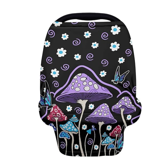 Mushroom Butterfly Daisy Print Baby Carseat Cover Multi Stroller Canopy,Comfortable Privacy Nursing Breastfeeding Cover Scarf for Family