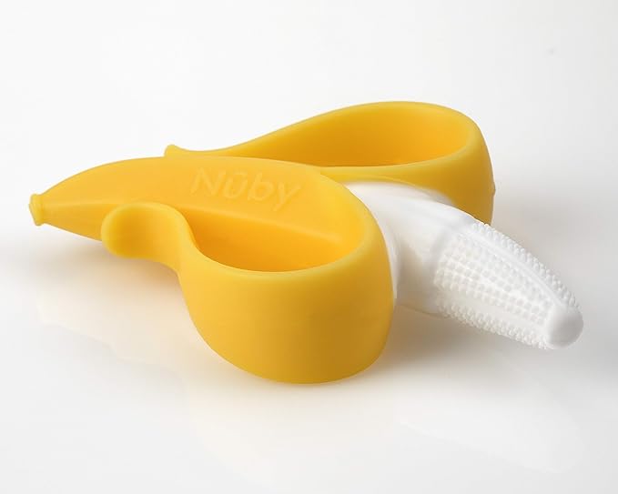 Nuby Nananubs Banana Massaging Teether – Baby Teething Toys 3 Months and Up, Silicone Teether for Sore Gums, Infant Toy, Baby Essentials, Brush, Travel Accessory, Gift for Babies (Pack of 16)
