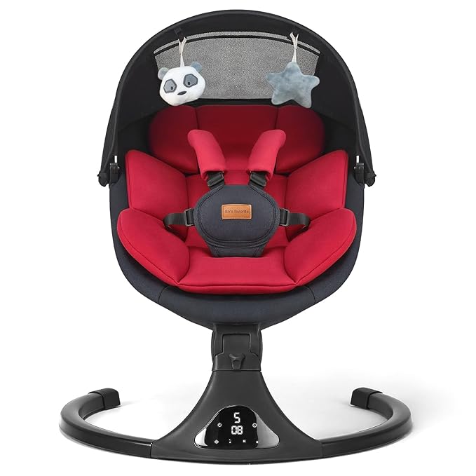 Baby Swings for Infants, Portable Baby Swing for Newborns with Bluetooth, Electric Infant Swing with 5 Speed Motions, 12 Soothing Melodies & Remote Control (Max 20 lbs, Red)