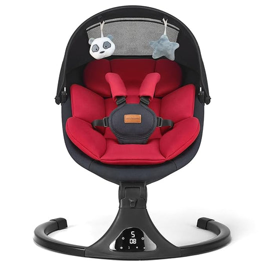 Baby Swings for Infants, Portable Baby Swing for Newborns with Bluetooth, Electric Infant Swing with 5 Speed Motions, 12 Soothing Melodies & Remote Control (Max 20 lbs, Red)