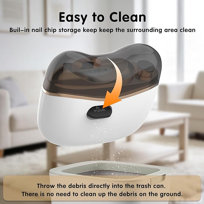 Bestkid Electric Nail File Baby with Polishing, 2-Speed Safety First Automatic Infant Nail Clipper with LED Light & Nail Craps Storage, White Smart Finger Nail Trimmer for Kids Adults Caregivers