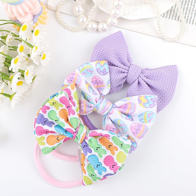 Easter Bows for Girls Bunny Baby Girl Headbands Easter Hair Bows Rabbit Eggs Bow Toddler Hair Accessories Infant Bows Headband Newborn Purple