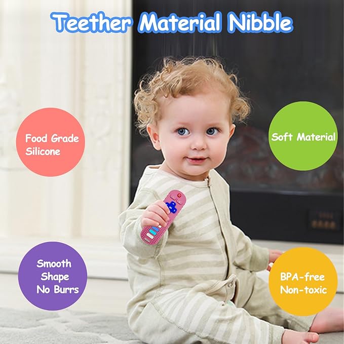 YAPROMO Baby Teething Toys, Remote Teethers for Babies, Cute Toy Remote for Baby Boys and Girls, Food Grade Silicine Chew Toy