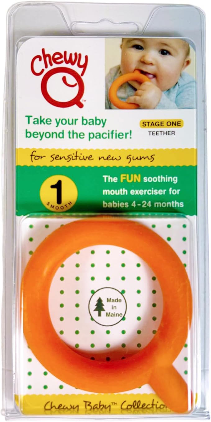 Chewy Tubes Chewy Q - 1 Orange Smooth Q Oral Sensory Mouth Exerciser Teether