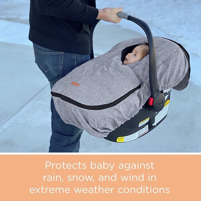 liuliuby Winter Carseat Covers for Baby | Infant Car Seat Cover Baby | Doona Accessories | Warm & Thick Fleece Canopy for Infant & New Born Cold Weather (Gray)