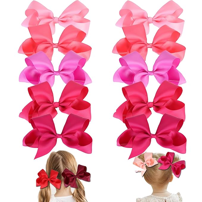 Hair Bows for Girls 10PCS Girls Toddler bows Clips Black Grosgrain Ribbon Alligator Clips Kids Hair Accessories