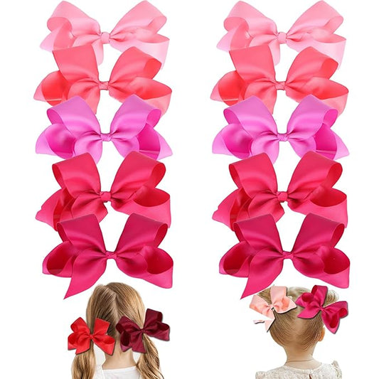 Hair Bows for Girls 10PCS Girls Toddler bows Clips Black Grosgrain Ribbon Alligator Clips Kids Hair Accessories