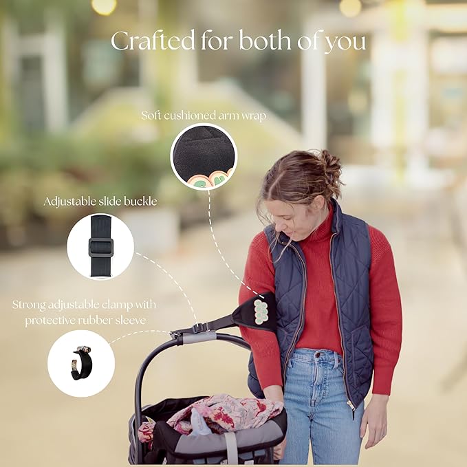 Infant Car Seat Carrier Strap – Baby Seat Carrying Handle Aid, Arm Support Wrap for Easy Lifting, Ergonomic Comfort, Grey