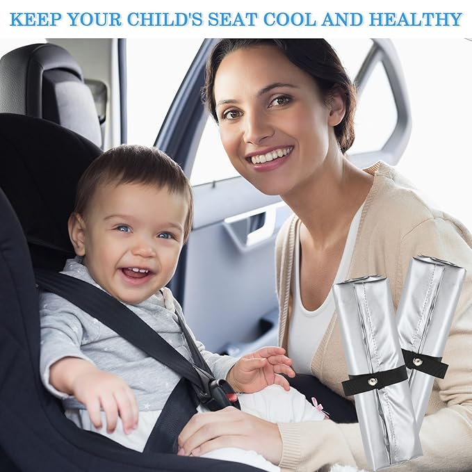 2 Pcs Baby Car Seat Sun Shade Cover Infant Car Seats Heat Protector with 2 Car Window Sun Shades UV Protection Toddler Car Seat Cover Keep Toddler Baby Seat at a Cool Temperature for Travel