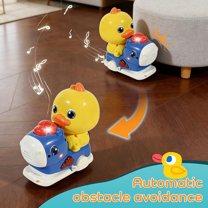 Baby Crawling Walking Toys for Toddlers with Adorable Shape, Musical Car Crawling Developmental Toys with Sounds and Lights, Ideal Gifts for Babies
