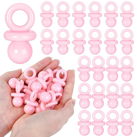 24 Pcs Baby Shower Pacifiers, 1.75 Inch Plastic Pacifiers for Baby Shower Game Girl, Bulk Pacifier for DIY Decoration, Gender Reveal Table Scatter, Hunt Game Props, Party Favors(Pink)