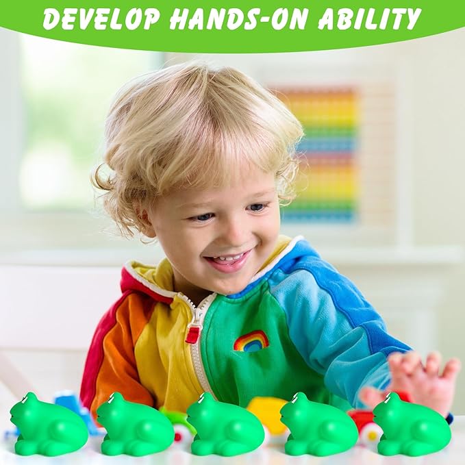 Mototo 30 PCS Rubber Frogs Little Squeaky Frogs Float Bath Toy Green Shower Swimming Bathtub Toy Easter Egg Stuffers for Hyundai Santa Cruz Jeep Game Prize Froggy Birthday Party Classroom School Decor