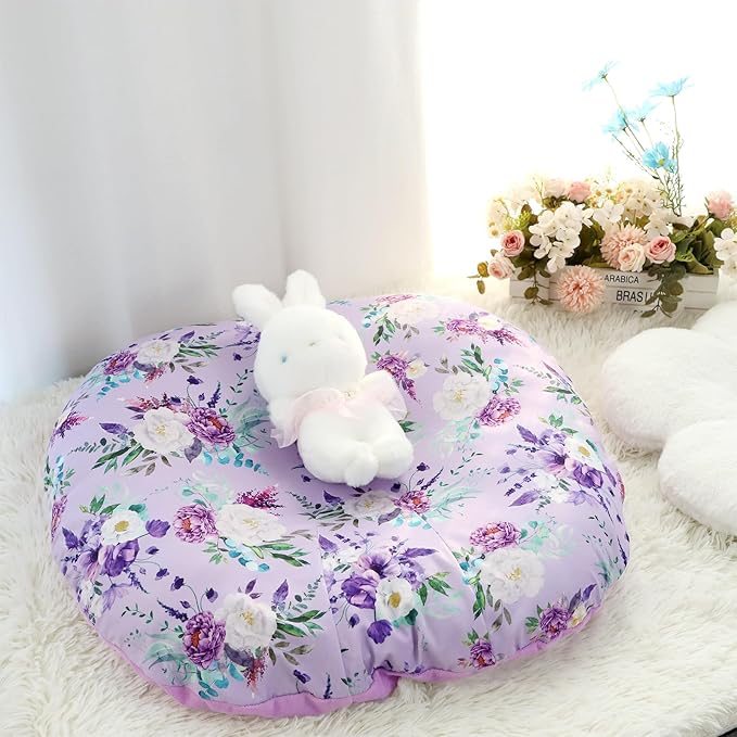 Newborn Lounger Cover for Girls Boys, Removable Soft Baby Lounger Cover 1 Pack, Reversible Infant Lounger Cover Fleece, Purple Floral (Only Cover)