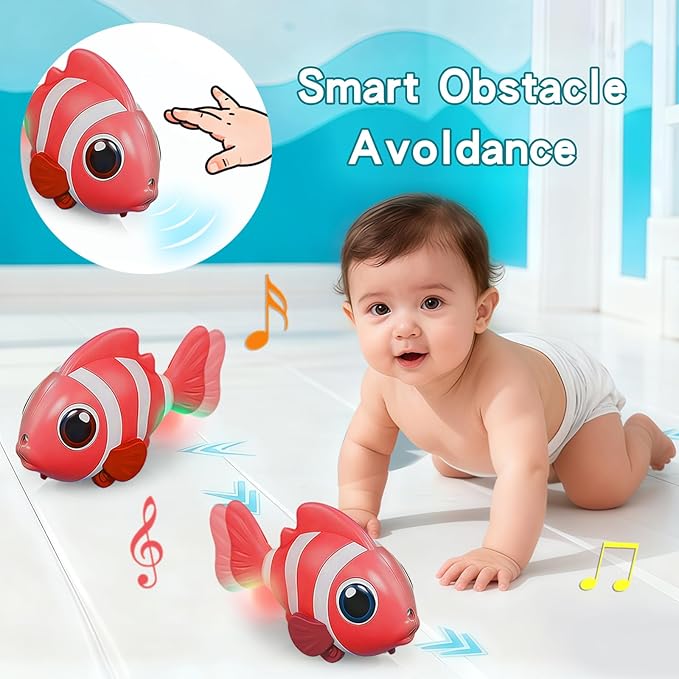 Gzsbaby Musical Baby Toy -Crawling Toy Sensory Tummy Time Toys for Boy Girl, Light-up Walking Dancing Moving Toys Learning Development Infant Toddler Birthday Gifts (RED)