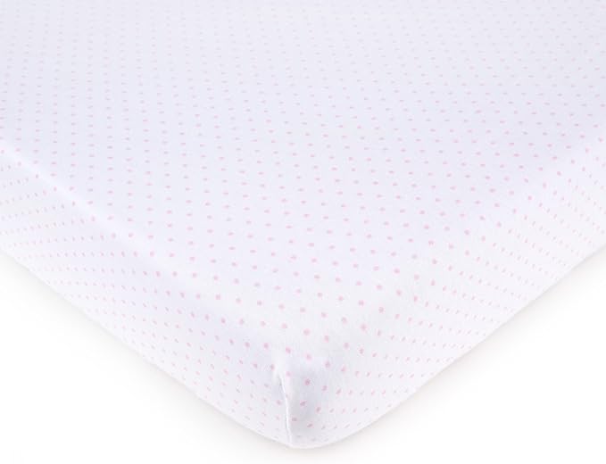 SheetWorld Baby Fitted Bassinet Sheet Fits Nuna Mixx 12 x 29 inches, 100% Cotton Jersey Hypoallergenic Sheet, Unisex Boy Girl, Pink Pindot, Made in USA