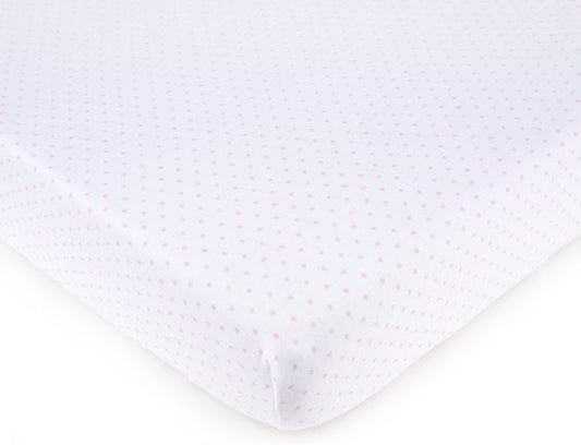 SheetWorld Baby Fitted Bassinet Sheet Fits Nuna Mixx 12 x 29 inches, 100% Cotton Jersey Hypoallergenic Sheet, Unisex Boy Girl, Pink Pindot, Made in USA