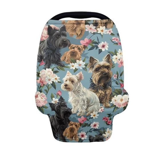 Youngerbaby Dog Flower Car Seat Canopy Nursing Cover Multi Use Baby Stroller and Carseat Cover Breastfeeding Nursing Covers