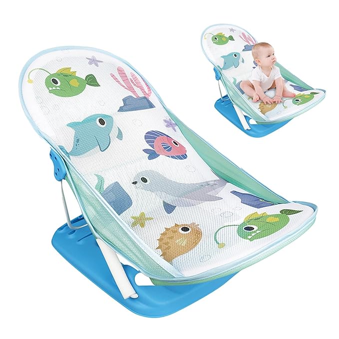 Foldable Toddler Bather - Bathtub Foldable Toddler Bath Bather Seat | Foldable Baby Bather with Bath Stand | Toddler Folding Shower Rack for Bathtub Counter Sink Bathroom