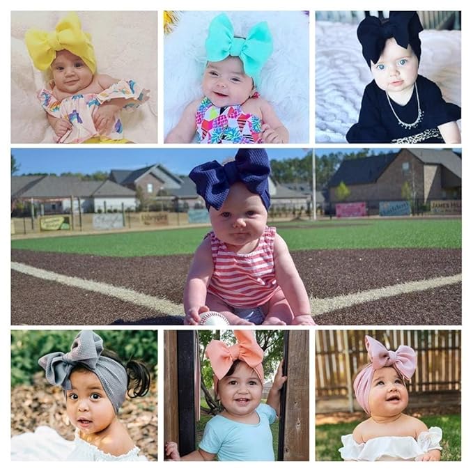 Baby Girl's 8'' Halloween Bow Headband Soft Big Bow knot Nylon Headband Toddler Hairband for Photography Travel Party Festivals 2Pcs (2- Black White)