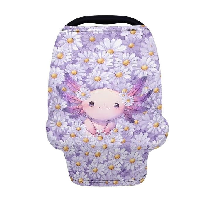 GIFTPUZZ Axolotl Nursing Cover for Newborns Breastfeeding Cover Scarf, Baby Car Seat Covers, Infant Stroller Cover, Carseat Canopy for Girls and Boys Full Coverage