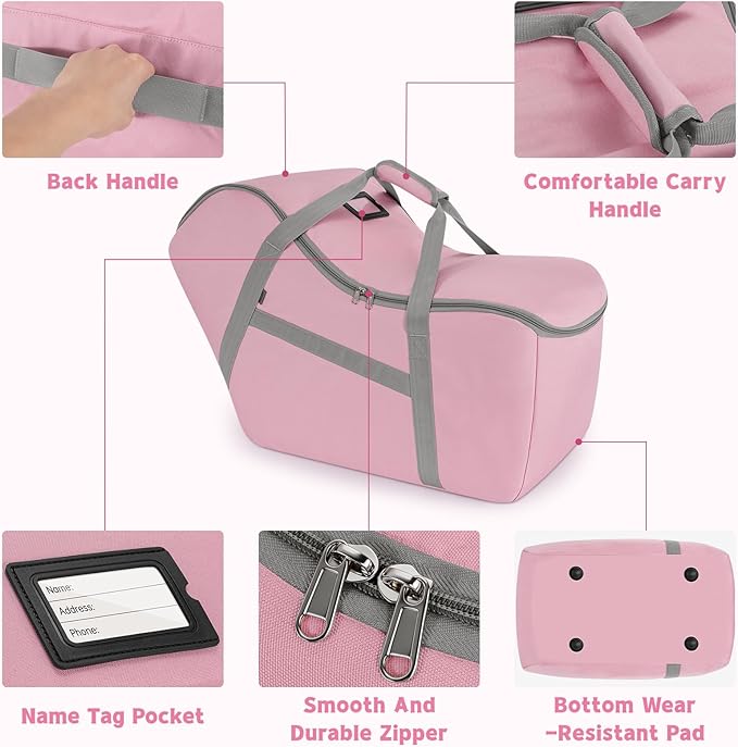 Padded Car Seat Bag Compatible with Most Nuna Pipa Car Seats UPPAbaby MESA V2 without Base & Chicco KeyFit 30 and Base, Car Seat Travel Bag for Airplanes, Pink