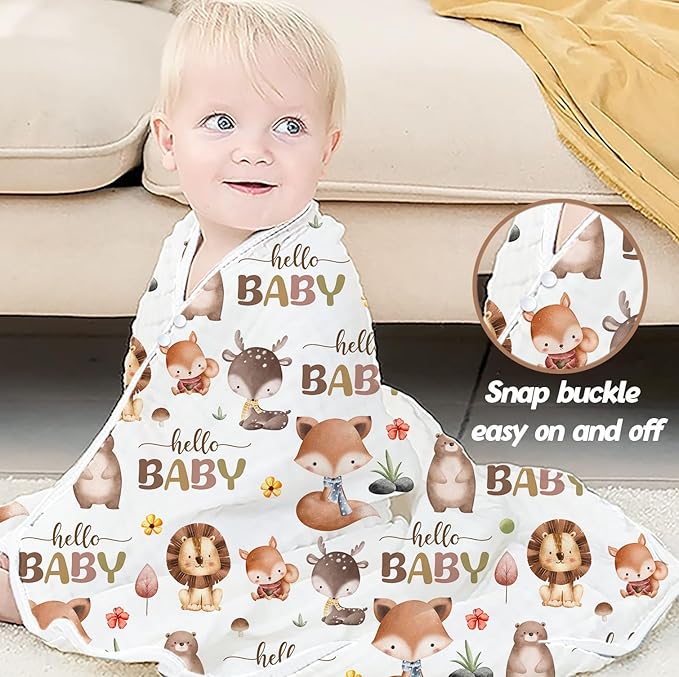 1PCS Wildlife Theme Baby Bath Towels, Hooded Baby Towel for Newborns, Toddler Bath Towel for Boys or Girls, Soft & Absorbent, with 1 Toddler Face Towels 32 * 32IN