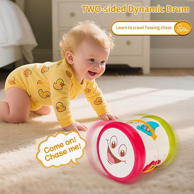 5 in 1 Baby Toy 0-6 Months Musical Early Learning Toy Drum for 1 Year Old with Light Toddler Sensory Toy for 1 2 Year Old Boy Girl Gifts