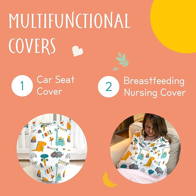 Honey Lemonade - Baby Car Seat Cover - Breastfeeding Baby Nursing Cover Carseat Canopy - Multifunctional Stretchy Soft Baby Car Seat Cover for Girl and Boy - Gender Neutral