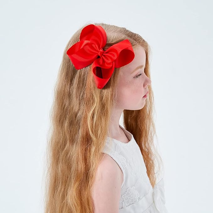 25PCS Big 6 Inch Hair Bows for Girls Grosgrain Ribbon Toddler Hair Accessories with Alligator Clips for Toddlers Baby Girls Kids Teens