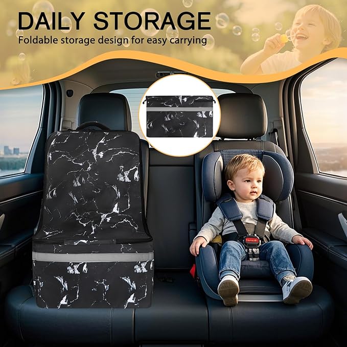 LARIPOP Car Seat Travel Bag for Airplane, Universal Gate Check Car Seat Bag, Padded Backpack with Waist Belt, Reflective Strips & Protective Feet, Fits Infant Convertible Booster Seats, Black