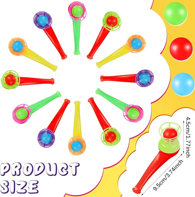 Liliful 50 Pcs Ball Blowing Toy Floating Blow Pipe Balls Stress Reliever Floating Balls Balance Blowing Toy for Birthday Party Balance Game Favors Gift Bag Stuffers Random Color