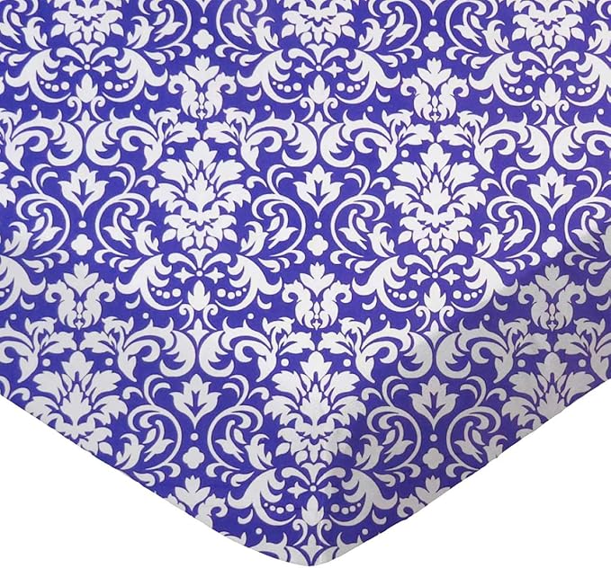 SheetWorld Baby Fitted Square Play Yard Sheet Fits Joovy 38 x 38 inches, 100% Cotton Woven Sheet, Unisex Boy Girl, Purple Damask, Made in USA
