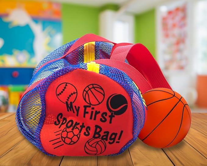My First Sports Bag! 6-Pack of 3.5 inch Foam Balls with Gym Bag, Kids and Toddlers 3+, Toddler Sports Balls