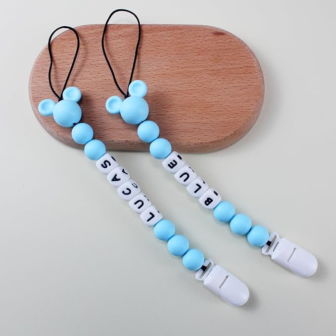Personalized Pacifier Clip with Name, Customized Pacifier Clip with Name for Baby, Pacifier Holder with Cute Mouse Head